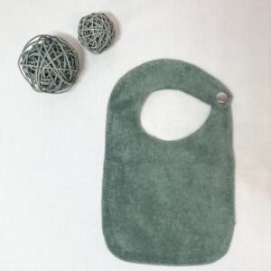 Bavoir So Mout' 0-6 mois éponge verte et popeline motifs Libellules vert gris 100% coton