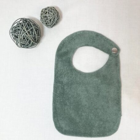 Bavoir So Mout' 0-6 mois éponge verte et popeline motifs Libellules gris vert 100% coton