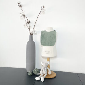 Bavoir So Mout' 0-6 mois éponge verte et popeline motifs Libellules vert gris 100% coton