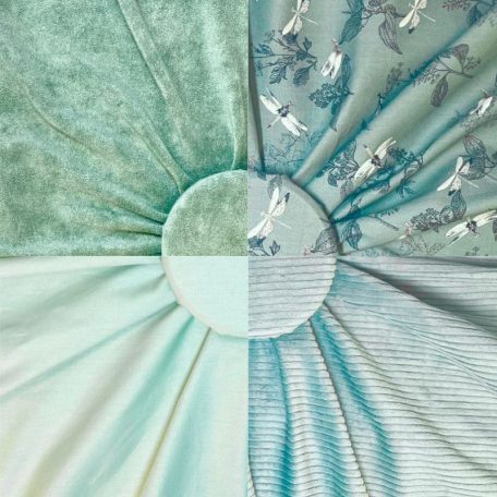 micro-éponge- popeline unie et à motifs libellules et velours 100% coton